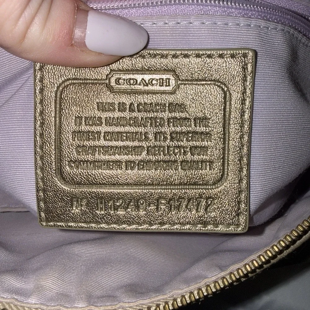 Coach Ltd Ed Poppy Lurex Script F17472 Hobo Shoulder Bag Gold Jacquard & Leather